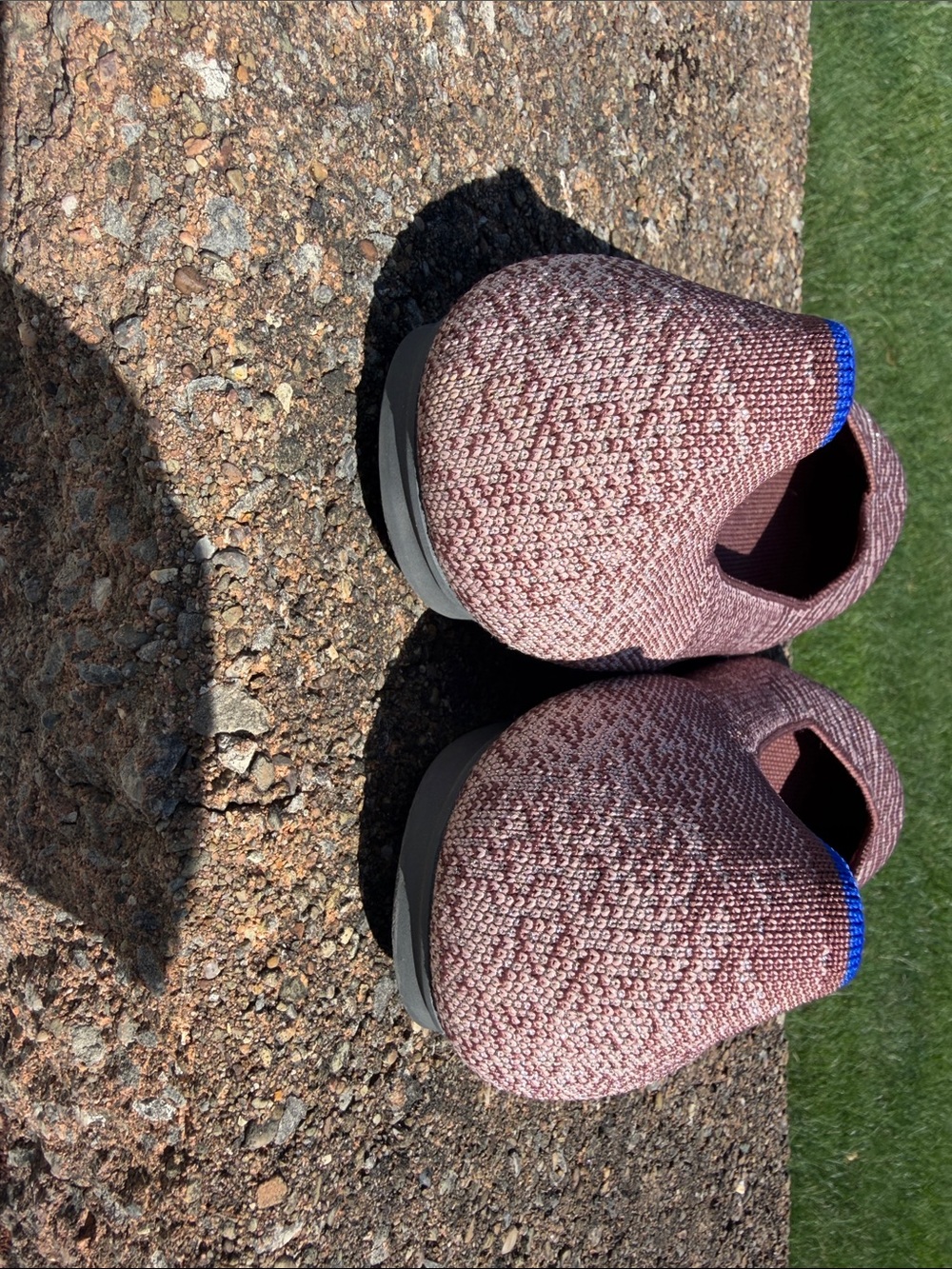 Rothy's Knit Ballet Flats in Dusty Rose with Blue Trim - Picture 4 of 6